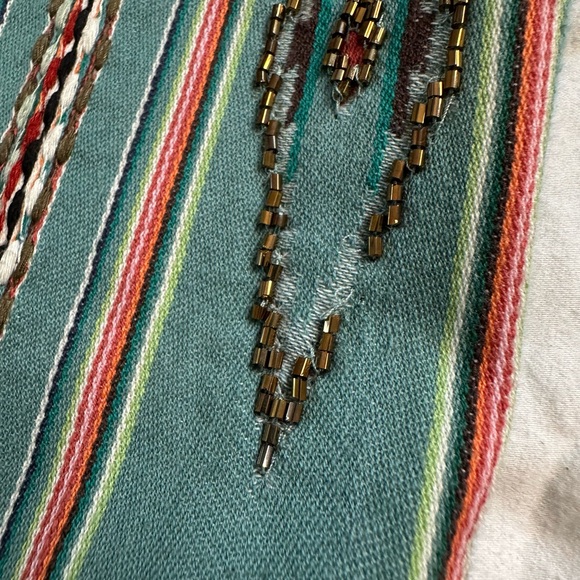 Alice + Olivia Beaded Ikat Stripe Shift Dress Southwest Boho Blue Multi NWT 12 - Picture 8 of 13